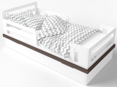 Ліжко IndigoWood Cloud 160x80cm з ящиком white / natural wood
